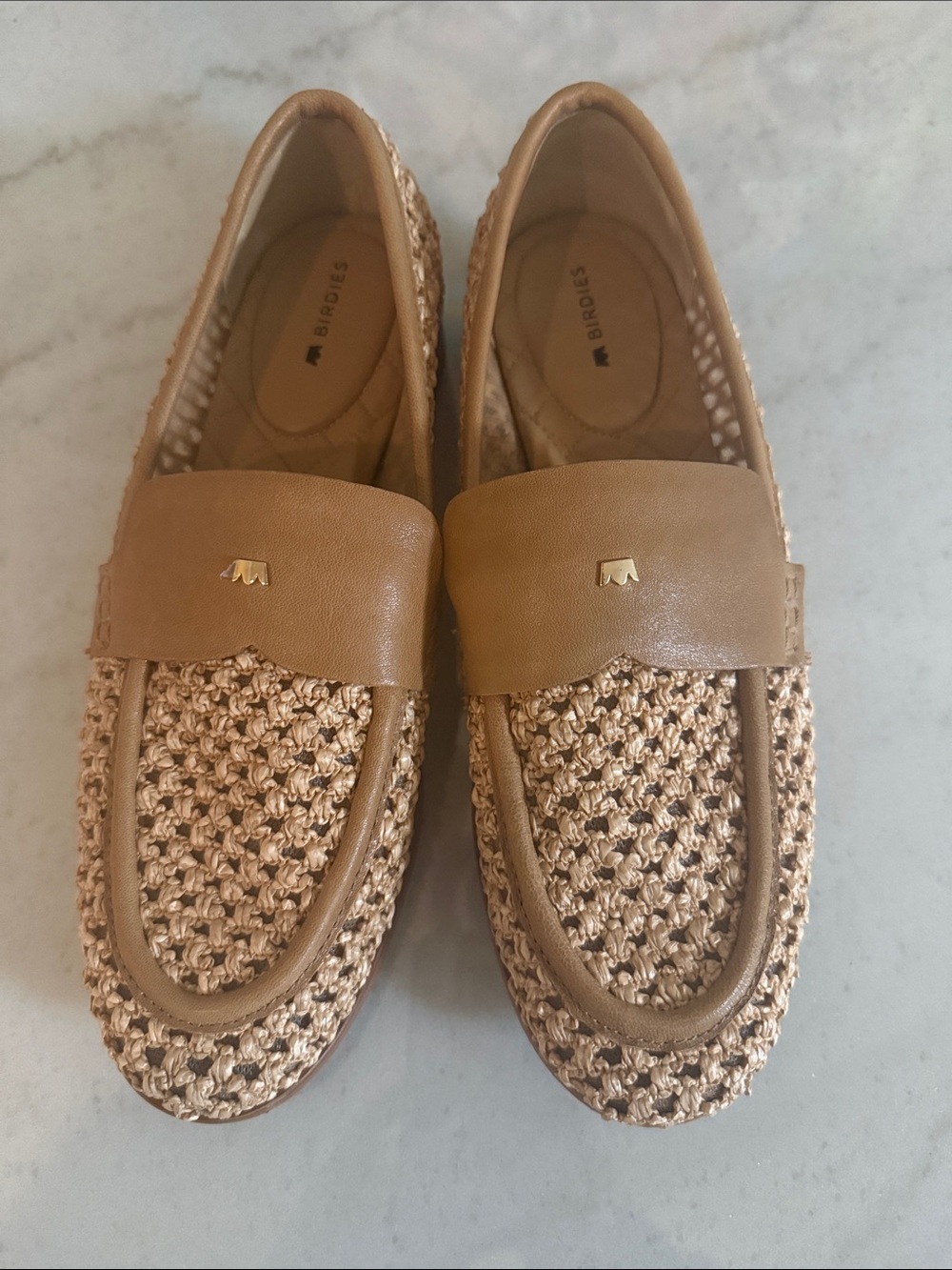 Birdies Woven Tan Leather-Trim Loafers